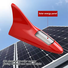 Universal Car Shark Fin Antenna Roof Tail Modification Light with Solar LED Light Car Antenna Driving Safety Warning Light