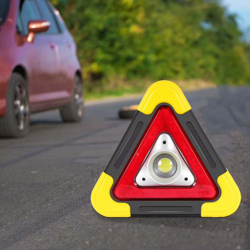2in1 Solar Triangle Lights Car Emergency Warning LED Lamp with 4 Modes Safety Work Light for Vehicle Roadside Accident Repairing