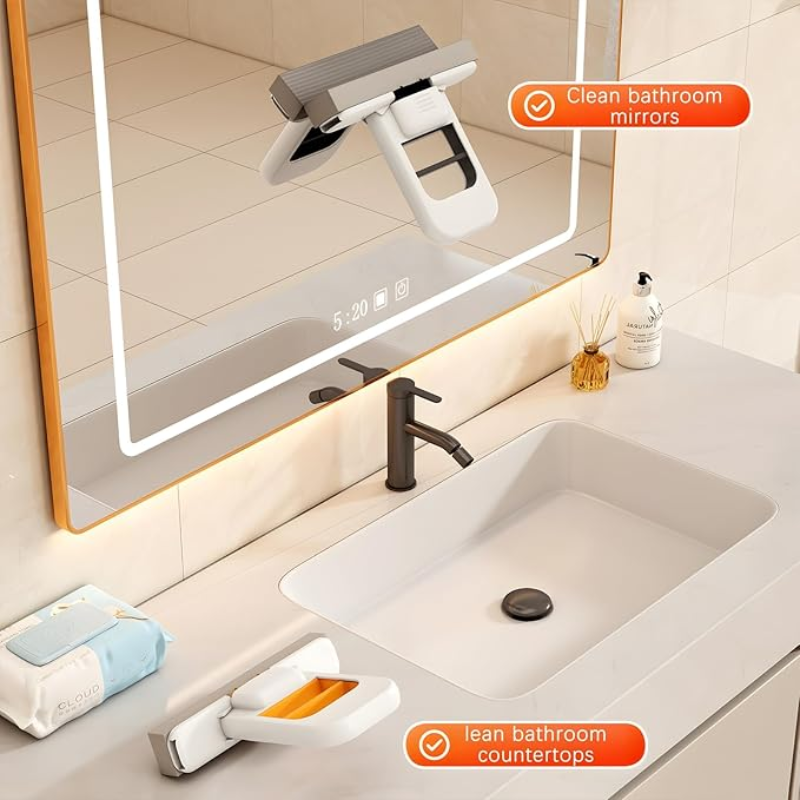 Mini Foldable Desktop Mop, Portable Self-Squeeze Short Mop
