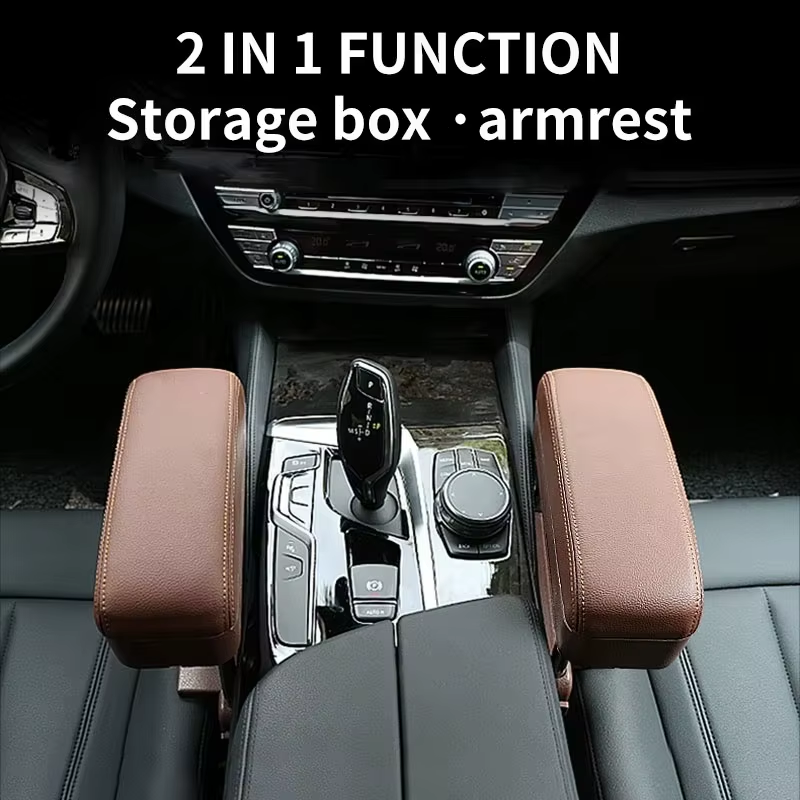 Universal Leather Car Armrest Box Front Seat Gap Organizer with Cup Holder Storage Interior Car Accessories