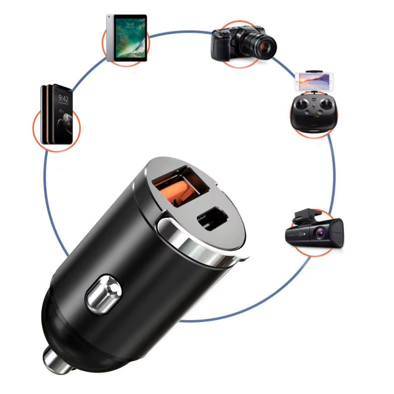 200W Car USB Charger Super Charge USB-A USB-C Cigarette Lighter Adapter Hidden Phone Charger
