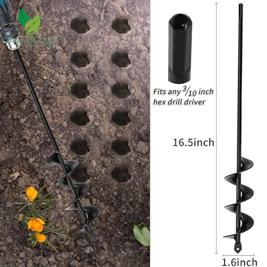 Auger Drill Bit for Planting 1.6x16.5inch Extended Length Garden Auger Spiral Drill Bit for Planting Bulbs Flowers,Post Hole Digger