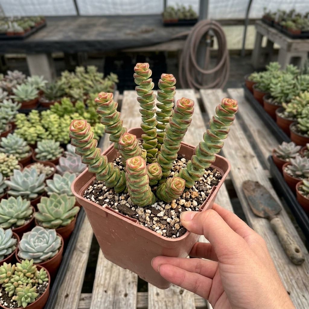 Stacked succulent plant with red edges