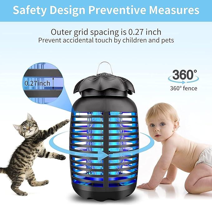 Bug Zapper Outdoor Electric Mosquito Zapper with 15W Bulb, 100-120V, Instant Killing Grid, Ideal for Indoor Use, Patio, Garden, Backyard, Home