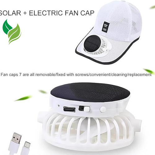 Cap with Solar Fan – UV Protection Wide Brim Mesh Cap, Solar & USB Powered for Outdoor, Heat Relief