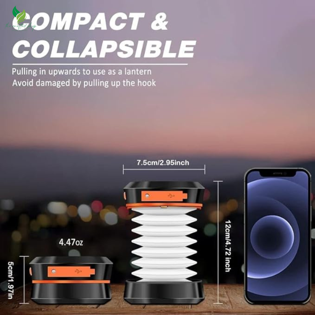 Foldable Solar & USB Charging Camping Lantern, Portable Christmas Mini Collapsible Waterproof Hanging Light, Power Bank for Indoor Outdoor Camping Use, Travel Accessories