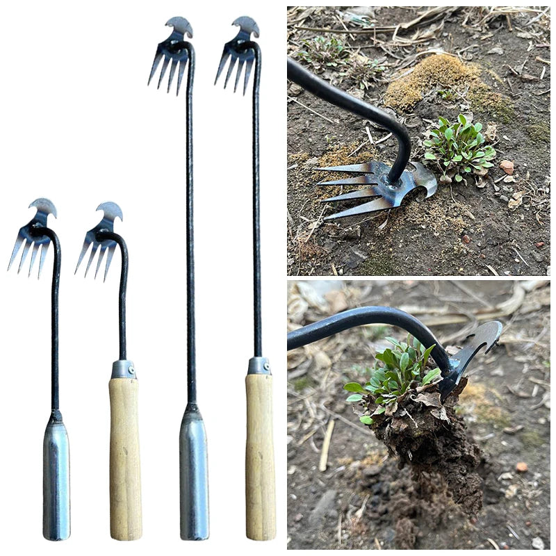 Garden Loose Soil Rake & Weeding Tool – Dual-Use Cultivator for Beds, Pots & Paths