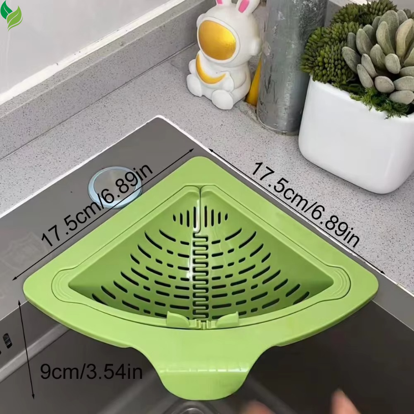 Hanging Sink Strainer Basket – Flexible Press-to-Dump Design, Multifunctional Kitchen Drain Catcher For Food Waste & Produce Washing (Green)