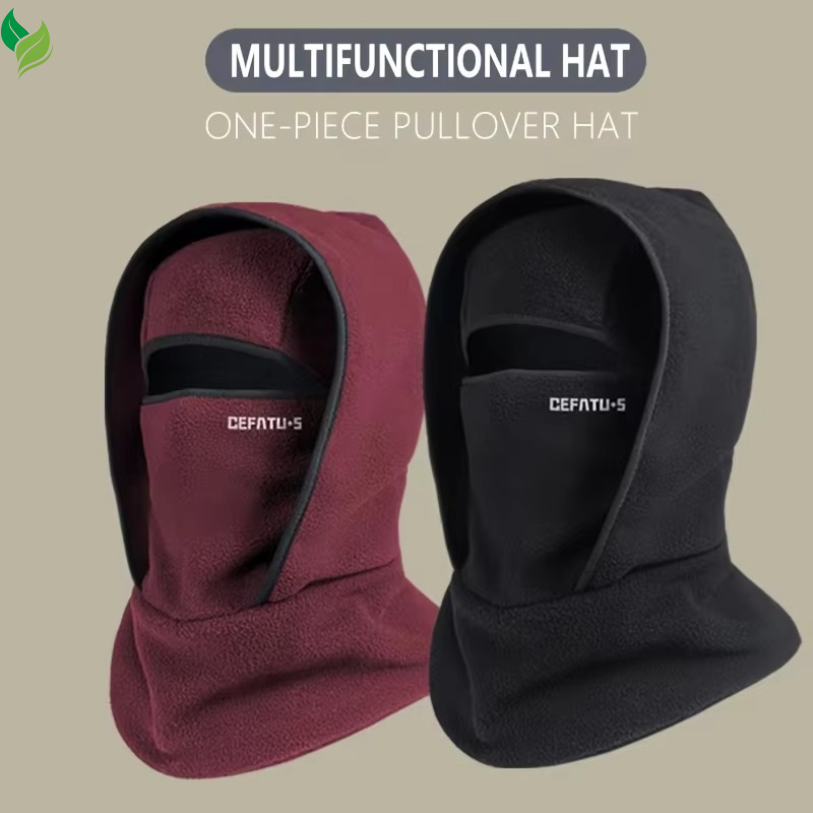 Outdoor autumn and winter season warm one-piece hat, two-layer hat design