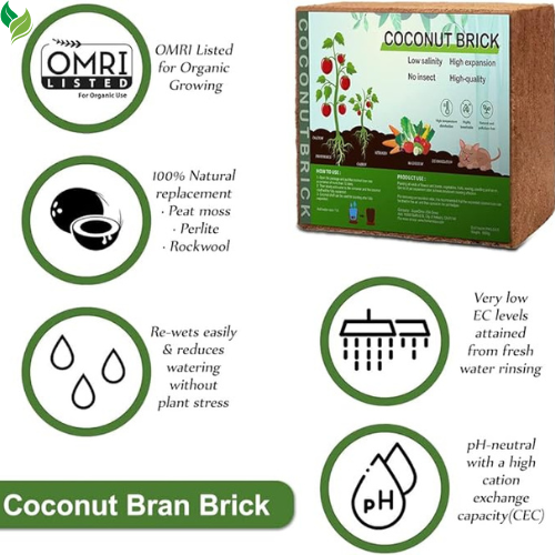 Premium Coco Coir Brick, High Nutrient 100% Organic for All Plants Gardening