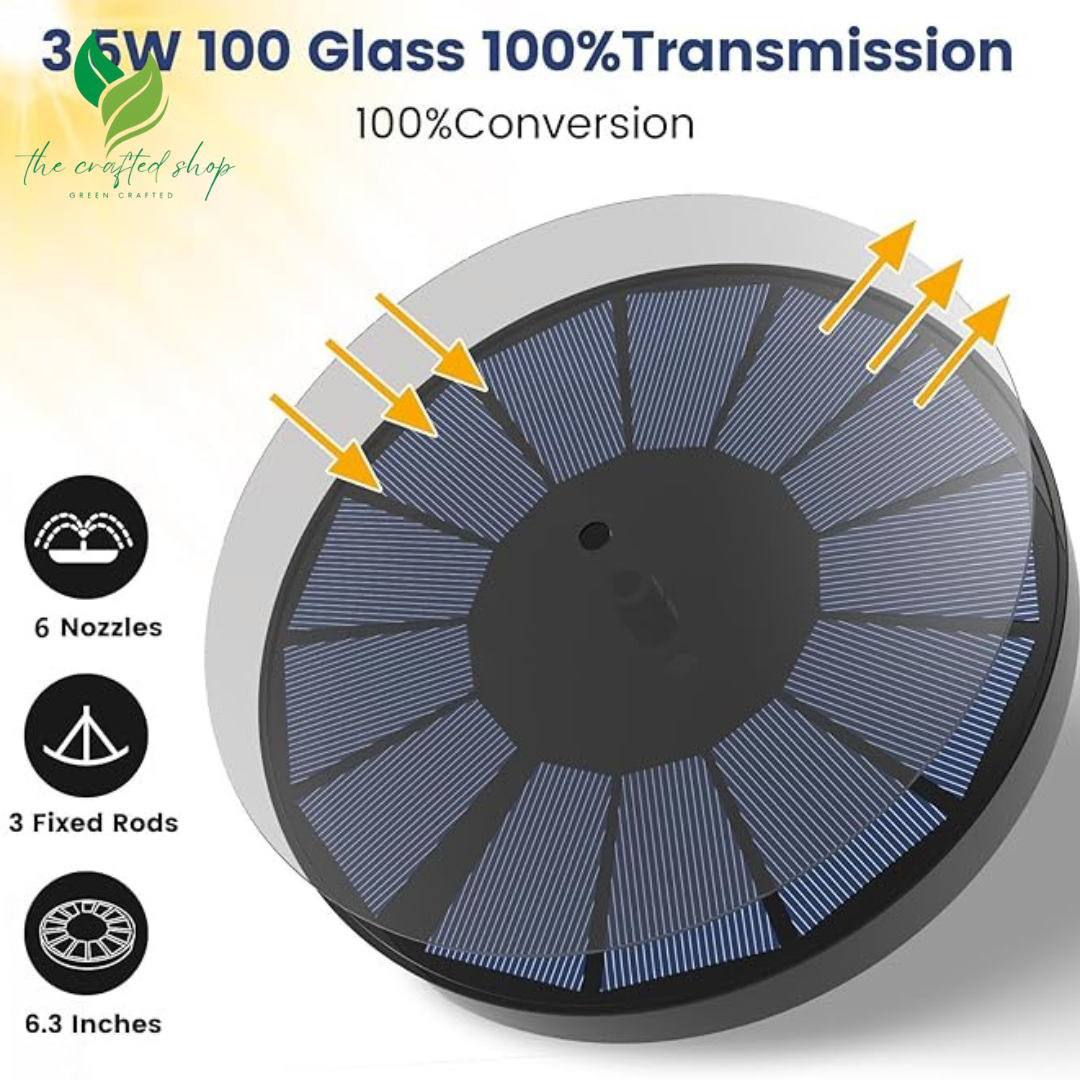 Solar Fountain Pump for Bird Bath with 6 Nozzle and Bracket, Free Standing Floating Solar Powered Water for Bird Bath