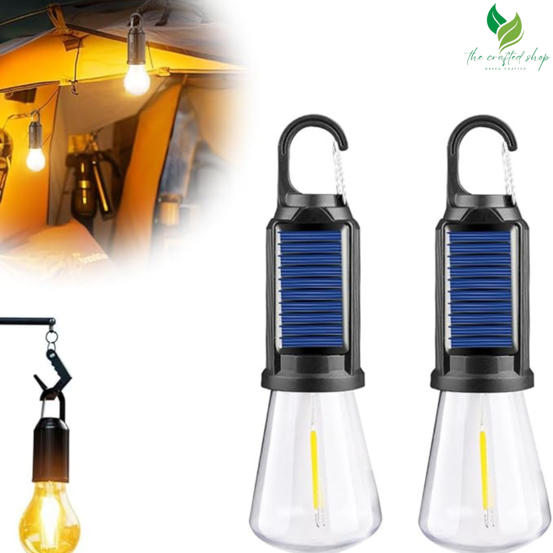Solar Rechargeable Hooked Camping Light, Portable Outdoor Waterproof Tent Lights, USB Rechargeable