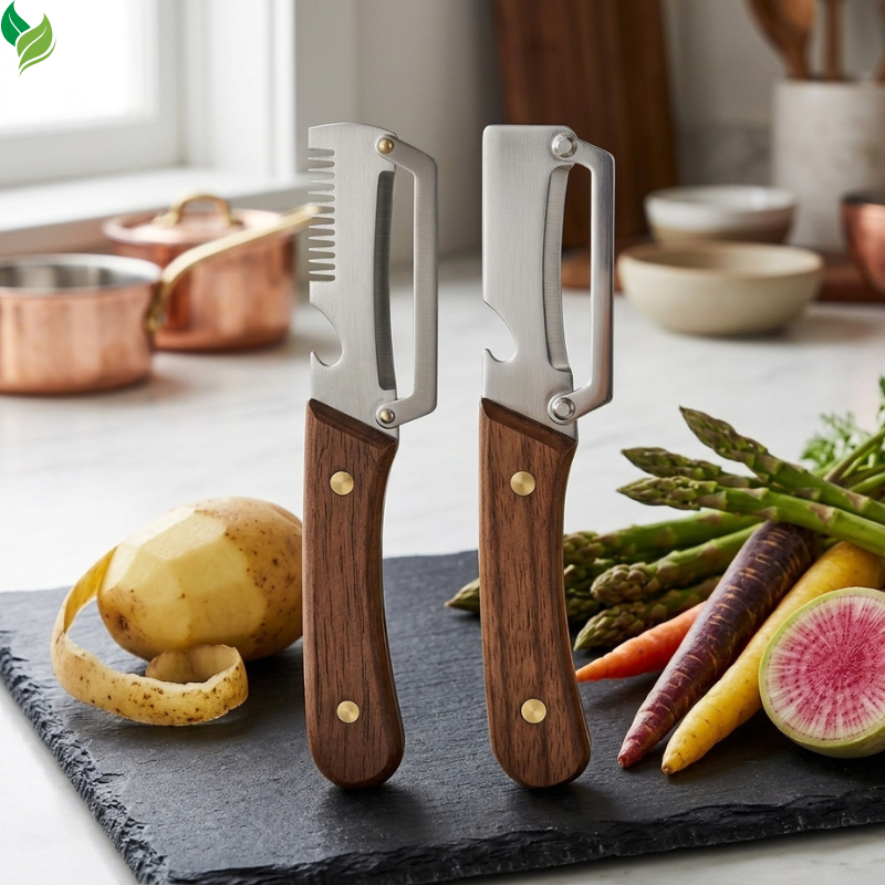 Wooden handle peelers ready for everyday fruit and vegetable preparation