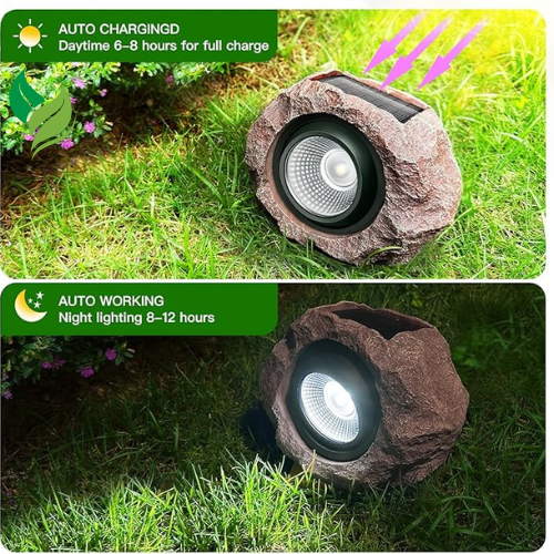 Timeflies Solar Rock Lights Outdoor,Auto On/Off Garden Decor for Outside Paths, Sidewalks, Yards, Landscapes, Patios