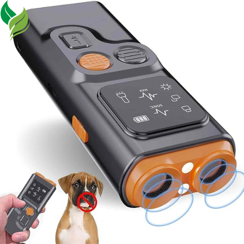 Ultrasonic Dog Bark Deterrent Device with LED Flashlight & Rechargeable Battery