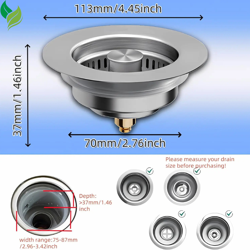 Upgraded 3-in-1 Kitchen Sink Drain Strainer