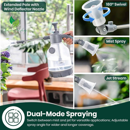 1 Gallon Hand Pump Sprayer with 2-Mode Nozzle & Extended Pole | Plant Watering Can for Liquid Fertilizer/Soap | Multi-Purpose Garden