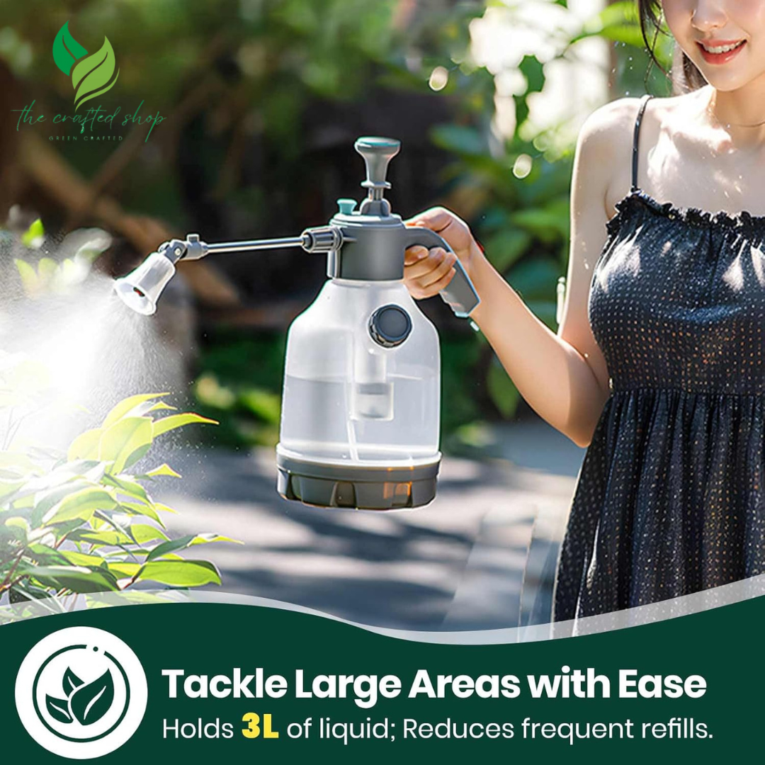 1 Gallon Hand Pump Sprayer with 2-Mode Nozzle & Extended Pole | Plant Watering Can for Liquid Fertilizer/Soap | Multi-Purpose Garden