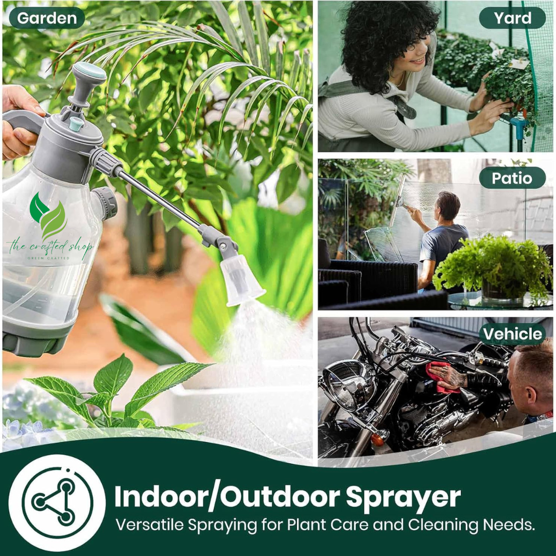 1 Gallon Hand Pump Sprayer with 2-Mode Nozzle & Extended Pole | Plant Watering Can for Liquid Fertilizer/Soap | Multi-Purpose Garden