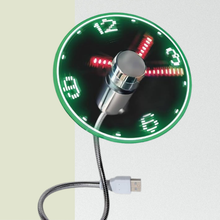 USB Clock Fan with Real Time Display, Mini Portable Flexible Cooling Fans with Led Light for Home Office