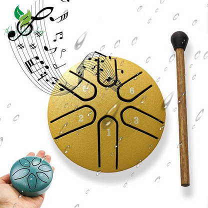 Steel Tongue Drum- 3 Inch 6 Notes Rain Drum for Garden, Waterproof Rain Drum for Outside