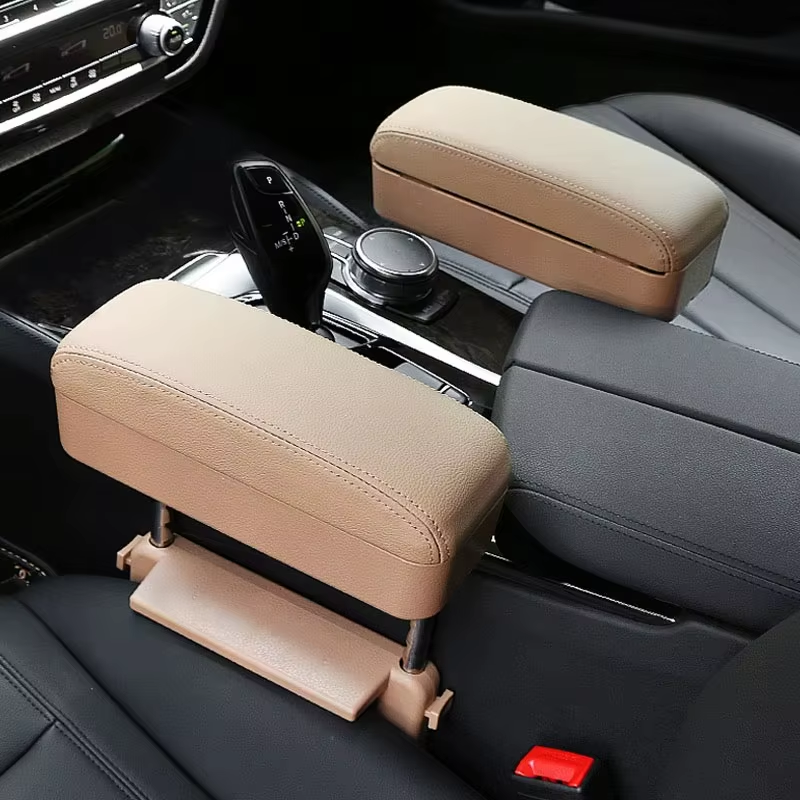 Universal Leather Car Armrest Box Front Seat Gap Organizer with Cup Holder Storage Interior Car Accessories
