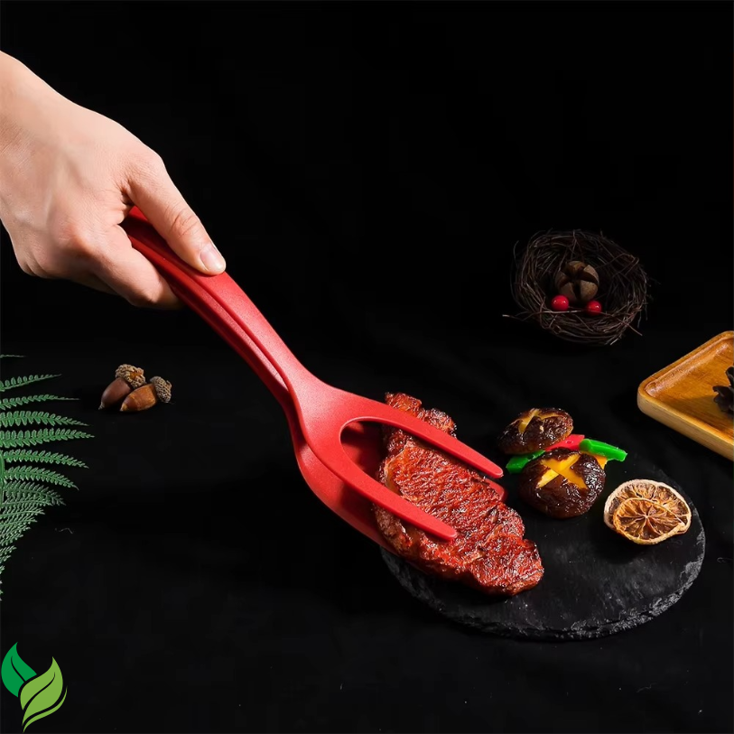 2-in-1 Egg Flipper Spatula Tongs – Silicone Grip & Flip Tool for Non-Stick Cooking