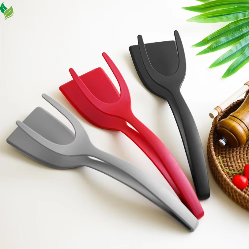 2-in-1 Egg Flipper Spatula Tongs – Silicone Grip & Flip Tool for Non-Stick Cooking
