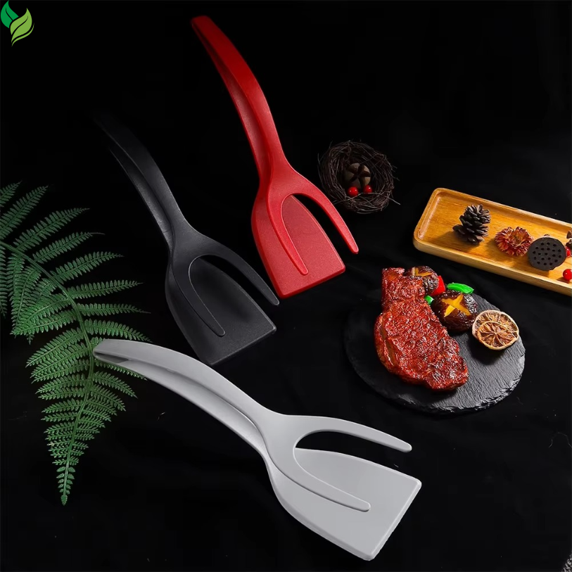 2-in-1 Egg Flipper Spatula Tongs – Silicone Grip & Flip Tool for Non-Stick Cooking