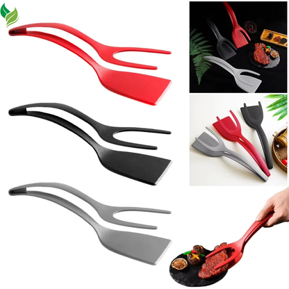 2-in-1 Egg Flipper Spatula Tongs – Silicone Grip & Flip Tool for Non-Stick Cooking