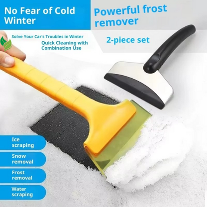 2PCS Multifunctional Car Snow Scraper – Glass Defrosting & Ice Removal Shovel Winter Cleaning Tool