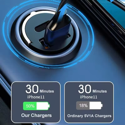 200W Car USB Charger Super Charge USB-A USB-C Cigarette Lighter Adapter Hidden Phone Charger