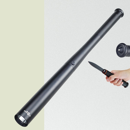 Outdoor Tactical Flashlight Baseball Bat with Safety Hammer