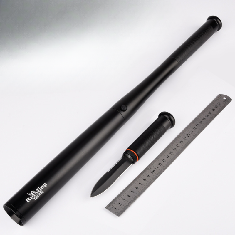 Outdoor Tactical Flashlight Baseball Bat with Safety Hammer
