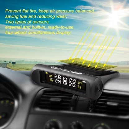 External Sensor Tyre Temperature Alarm 0.1-3.5 Bar Solar Power Warning System LCD Display Alarm Tire Pressure Sensor
