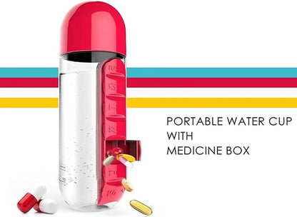 Portable Pill Box Water Cup,2 in 1 Water Bottle pill Box Storage Box