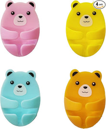 Louney Bear Style 4pcs Plug Wire Holders - Adhesive Power Outlet Hooks for Cord Management - Home and Dorm Room