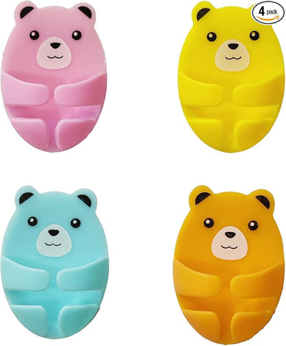 Louney Bear Style 4pcs Plug Wire Holders - Adhesive Power Outlet Hooks for Cord Management - Home and Dorm Room