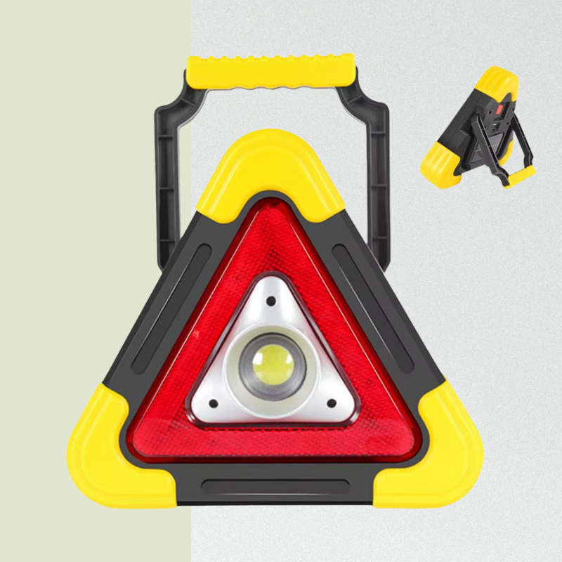 2in1 Solar Triangle Lights Car Emergency Warning LED Lamp with 4 Modes Safety Work Light for Vehicle Roadside Accident Repairing