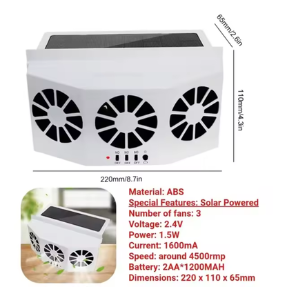 Car Exhaust Fan USB Rechargeable/solar Air Circulation Cooling and Heat Dissipation High Wind Power 2/3 Head Ventilation Fan