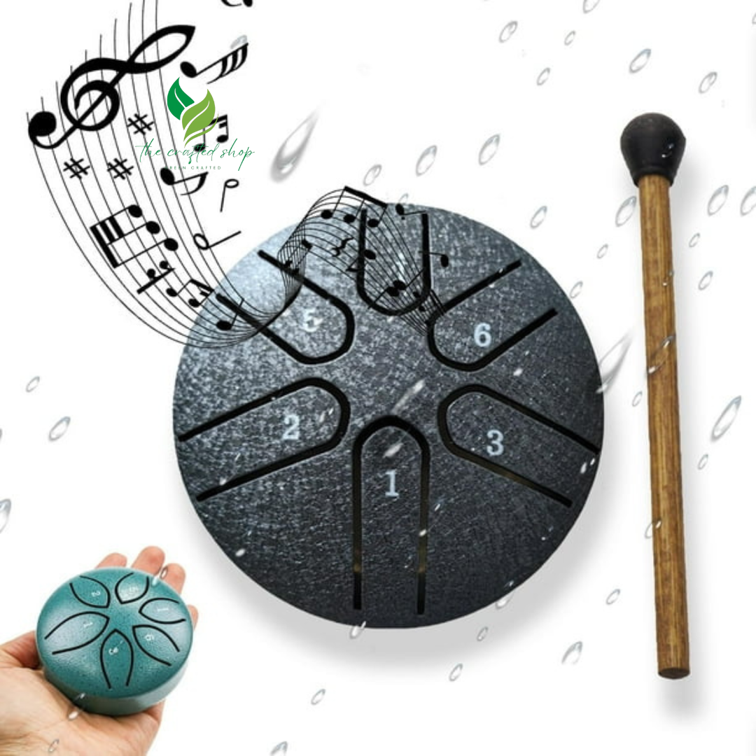 Steel Tongue Drum- 3 Inch 6 Notes Rain Drum for Garden, Waterproof Rain Drum for Outside