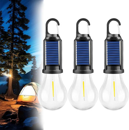 Solar Rechargeable Hooked Camping Light, Portable Outdoor Waterproof Tent Lights, USB Rechargeable