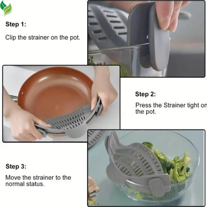 Adjustable Clip-On Pot Strainer – Kitchen Strainer for Pots, Pans & Bowls