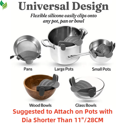 Adjustable Clip-On Pot Strainer – Kitchen Strainer for Pots, Pans & Bowls
