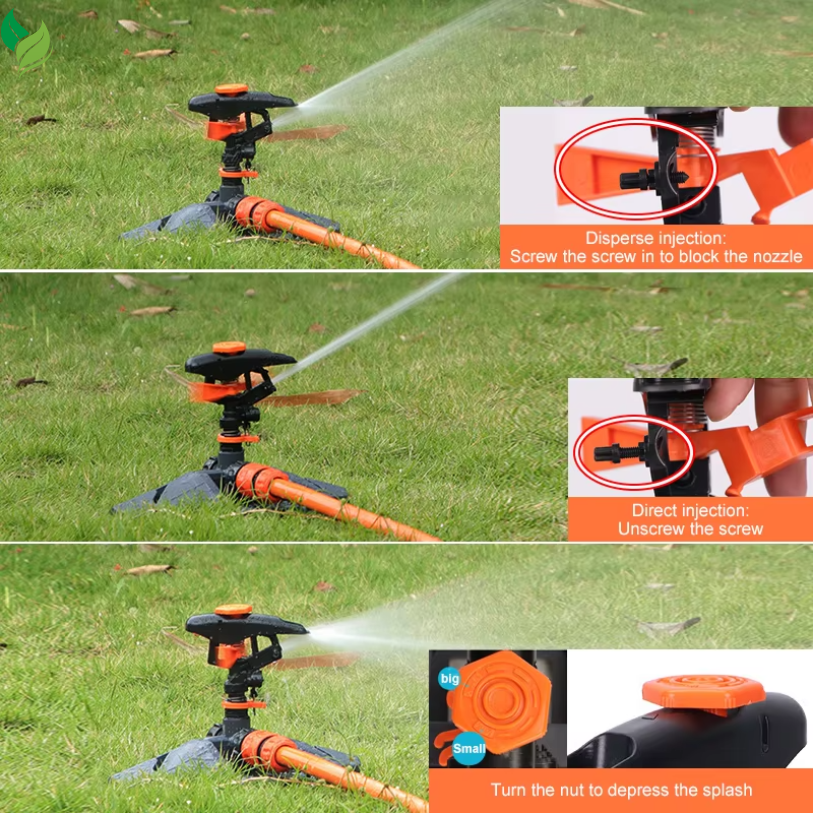 Automatic Garden Watering Lawn Sprinklers 360° Rotation Irrigation Watering System with Nozzle Grass Plant for Farm Outdoor Yard