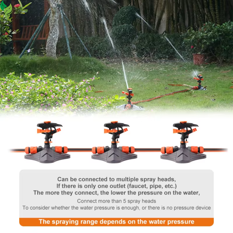 Automatic Garden Watering Lawn Sprinklers 360° Rotation Irrigation Watering System with Nozzle Grass Plant for Farm Outdoor Yard