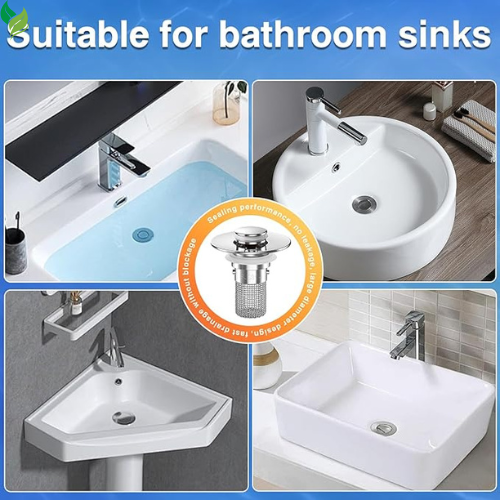 Bathroom Sink Drain Strainer, Pop-up Sink Drain Strainer