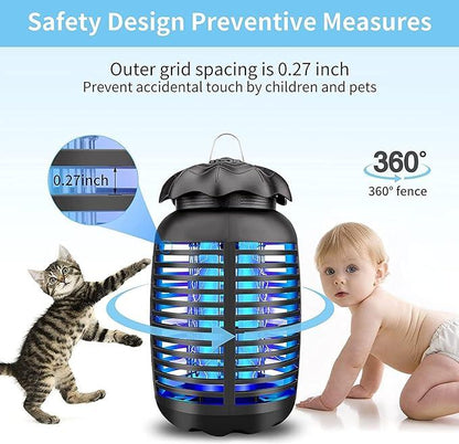 Bug Zapper Outdoor Electric Mosquito Zapper with 15W Bulb, 100-120V, Instant Killing Grid, Ideal for Indoor Use, Patio, Garden, Backyard, Home