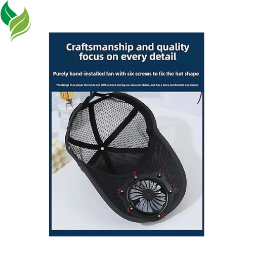 Cap with Solar Fan – UV Protection Wide Brim Mesh Cap, Solar & USB Powered for Outdoor, Heat Relief