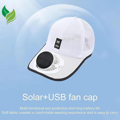 Cap with Solar Fan – UV Protection Wide Brim Mesh Cap, Solar & USB Powered for Outdoor, Heat Relief